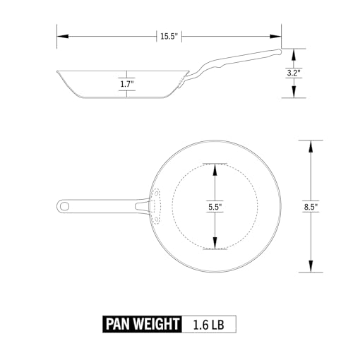Heritage Steel Eater Series 8.5 Inch Frying Pan | Made in USA | 5-Ply Fully Clad Stainless Steel | Stay Cool Handle Design | Induction Ready & Non-Toxic