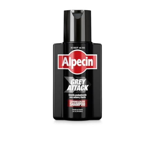 Alpecin Grey Attack Caffeine Colour Shampoo for Men 1x 200ml | Cabello gradualmente más oscuro y fuerte | Efecto de color controlado y de aspecto natural con menos canas