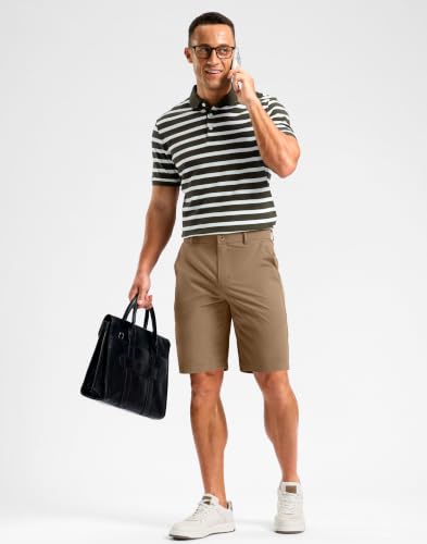 Soothfeel Men's Casual Shorts 5/7/9 Inch Golf Dress Shorts for Men Flat Front Work Lightweight Quick Dry with 4 Pockets Dark_Khaki-L9_W32 — view 3