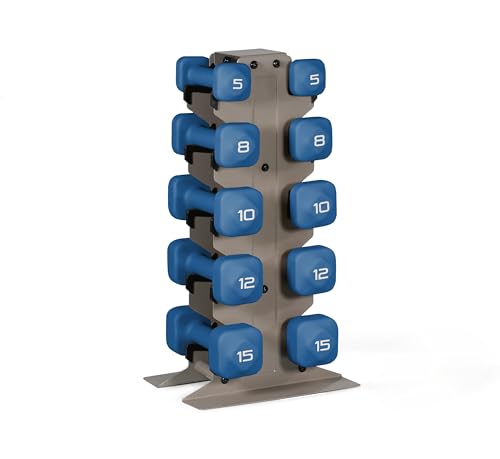 Image of Tone Fitness Neoprene Dumbbell Set with Storage Rack - Non-Slip, Anti-Roll Hand Weights for Home Gym Workouts | 20 lb, 32 lb, 50 lb, 60 lb & 100 lb Options