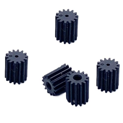 Shaft Pinion 5pcs 0.4 Module 14 Teeth Cylindrical Gear Plastic Motor Spindle Gear 0.4M 14T Reduction Gear 2mm Tight Fit Black Gear Motor Transmission