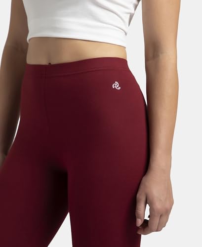 Image of Jockey AW87 Women's Super Combed Cotton Elastane Stretch High Rise Leggings with Ultrasoft Waistband