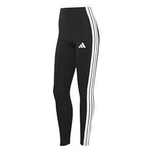 adidas Women's ESSENTIALS 3-STRIPES COTTON LEGGINGS, Black/White, L