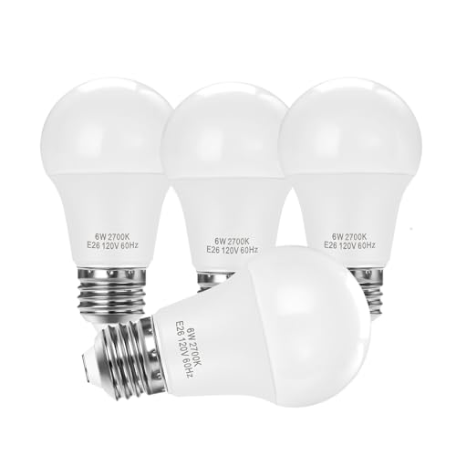 UPWATT E26 LED Light Bulbs, A15 6W (40W Equivalent), Soft White 2700K, Non-Dimmable Medium Base Bulbs for Home Lighting, 4 Pack