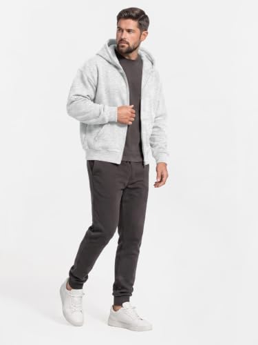EFAN Men's Oversized Zip Up Hoodie Fleece Sweatshirts with Pockets Grey - image 6