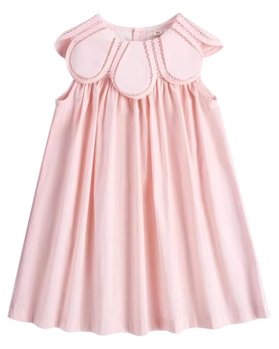 Image of Twoflower Toddler Baby Girl Casual Cotton Dress with Flower Shaped Collar by Handmade