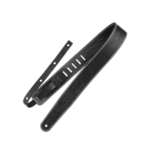 Richter Leder Raw II Contour Wrinkle Black - Handgearbeiteter Gitarrengurt