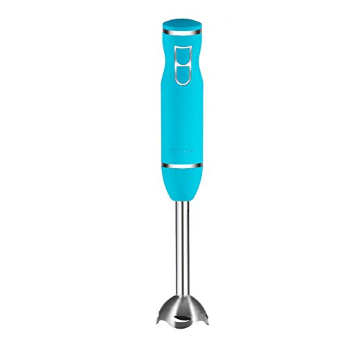 Chefman Immersion Stick Hand Blender With Stainless Steel Shaft & Blades, Powerful Ice Crushing 2-Speed Control Handheld Mixer, Purees Smoothie, Sauces & Soups, 300 Watts, Turquoise #TOP7