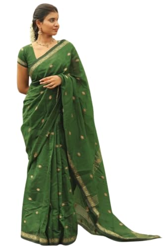 SGF11 Women's Kanjivaram Soft Cotton Linen Silk Saree With Blouse Piece product image 8