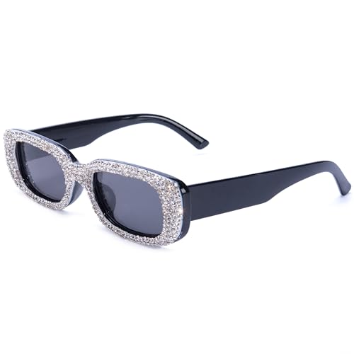 ICARA Fashion Rhinestone Sunglasses Women Crystal Sparkling Diamond Rectanglar UV400 Trendy Retro bling Party Sunglasses2