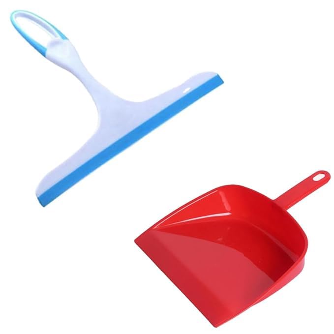 F&G Plasric Dust Pan with Kitchen Wiper for Home and Kitchen Platform and Glass Plastic Cleaning Wiper Combo