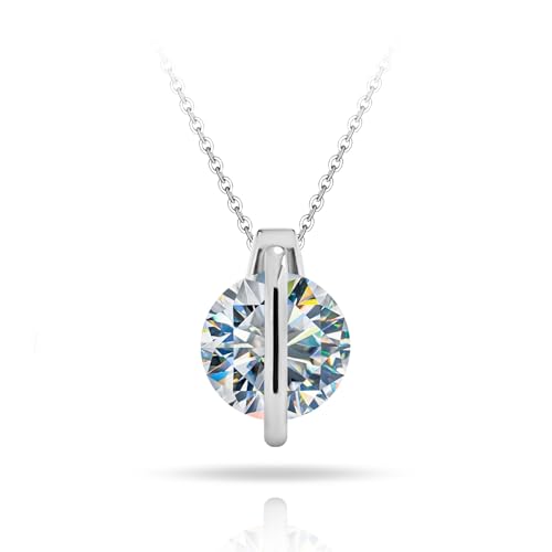GIGAJEWE Blue Green Color Moissanite Necklace 18K White Gold Plated 925 Silver Moissanite Necklace With Certificate Diamond Test Passed Jewelry For Woman