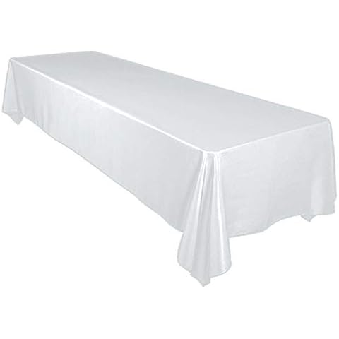 PARFAIR DESSIN Satin Tablecloth Table Overlay Cover for Wedding Banquet Decoration, Bright Silk and Premium Smooth Fabric Party Table Decoration (Table Cloth - 60"x126" - White) Cover