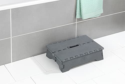 Maximex Klapp-Trittstufe, hochstabile Tritt-Stufe mit rutschhemmender Trittfläche bis 250kg, klappbarer Sicherheits-Tritt mit rutschfesten Standfüßen für Drinnen & Draußen