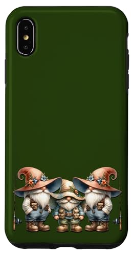 Funny Gnomes In Fishermen Vest with Fishing Rod and Reel Carcasa para iPhone XS MAX