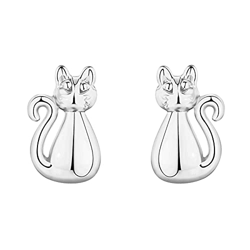Image of PAVOI 14K Gold Plated 925 Sterling Silver Bar, Dot, Heart, Triangle, Star, Cat | Dainty Earrings for Women - Valentines Day Trendy Jewelry