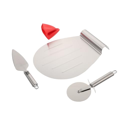 Alipis Stainless Steel Cake Transfer Spade Pizza Peel Spatula 4pcs Set Non-stick Ergonomic Design for Baking