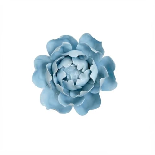Image of Peony Flower Bud,Light Blue, 3.94 inch,Ceramic Flower Wall Art Decor, Artificial Flower Wall Sculpture,Handmade Ceramic Flowers for Home,Hallway,Living Room, Kitchen,Bathroom