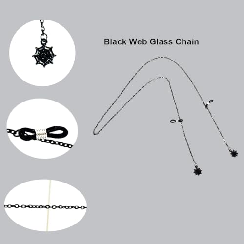 Image of Glasses Chain for Women Black Goth Spider & Mask Pendant Eyeglass Strap Holder Halloween