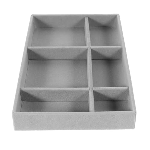 Toyvian Vassoio Portagioie Grigio 6 Scomparti in Velluto Organizer per Cassetti Inserto Espositivo per Anelli Orecchini e Bracciali Contenitore Compatto per Gioielli da Toeletta