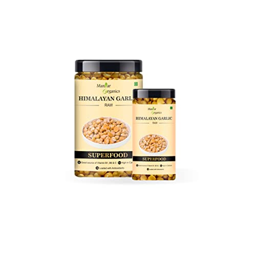 Image of ManHar Organics Kashmiri Garlic (Lehsun) 520 grams, A Taste Of Himalayan Tradition, Premium Himalayan Single Clove Garlic For Strong Immunity & Diabetes (Pack of 2, 400gm+120gm)