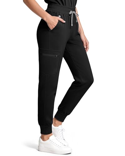 Image of Medical Scrubs for Women Pants, Soft Stretch & Breathable Joggers | Drawstring Womens Scrub Cargo Pants with 5 Utility Pockets, Bottoms Keep 12-Hour Shift Comfort for Healthcare Professionals