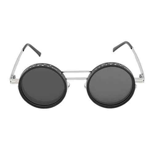 Lunettes de soleil rondes polarisées ND2-400X argentées de 49 mm pour hommes et femmes