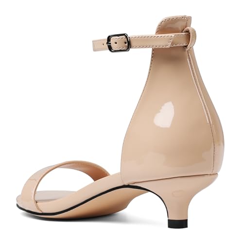 Women's Black Kitten Heels Low Heel Sandals Ankle Strap 1.5 Inch Summer Dress Shoes3