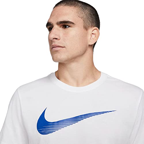 Nike Dri-Fit Men’s Swoosh Training T-Shirt (Medium) White/Blue #TOP2