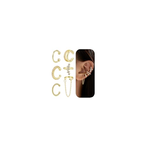 PARIVEA Ear Cuffs Non Piercing Chunky/Thin 14K Gold Plated Ear Cuff Earrings for Women Dainty Cuff...