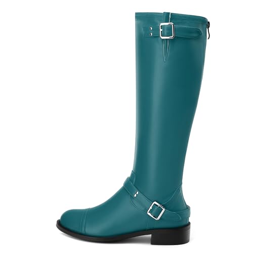 WAYDERNS Knee High Boots for Women Low Heel Round Toe 1 Inch Tall Boots Zipper Comfortable Riding Party Fall Winter Boots2