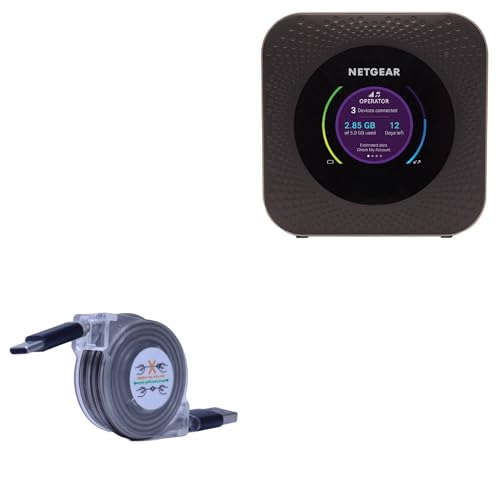 BoxWave�P�[�u�� Netgear Nighthawk Mobile Hotspot�Ή� - miniSync - USB-A - USB Type-C�A�i�[���P�[�u�� 5�̃v���Z�b�g�̒����ŗ��܂�̂�h���܂��B