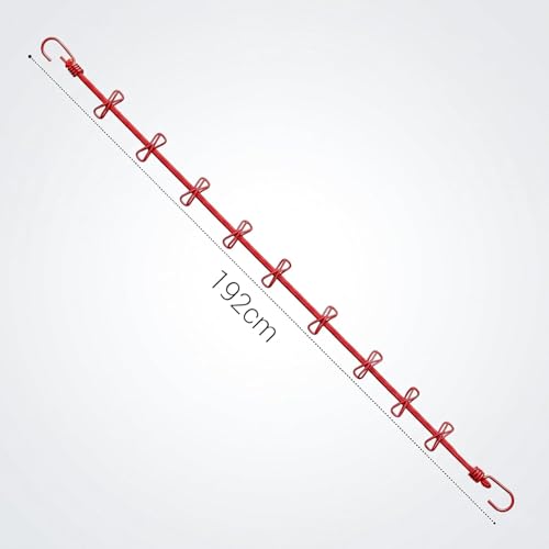 Image of 5 Piece Cloth Drying Rope /Elastic Rope with Hook /12 Clip Elastic Hanging Rope /Stretchable /Clothesline /Portable Cloth Dryer /Kapde Sukhane Ki Rassi /Travel Home Outdoor(Multicolour), Assorted