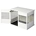 New Age Pet ECOFLEX Horizon Dog Crate & End Table, Modern Slatted Indoor Dog Kennel for Medium, Large & XL Dogs, Durable Composite, Antique White, Large