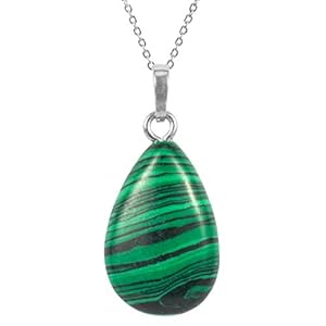 1pc Adabele Real 925 Sterling Silver Synthetic Green Malachite Gemstone Drop Pendant Necklace Cute 18 inch Anniversary Birthday Mother’s Day Gift NK18-08