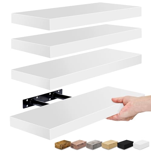 Sorbus Floating Shelves for Wall, 16" White Bathroom Storage for