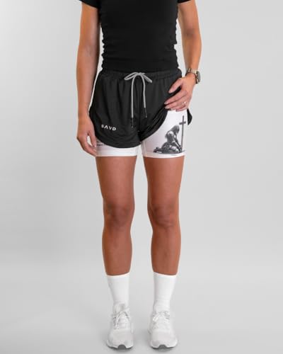 SAVD Christian Performance Shorts - Women's Gym & Sport Shorts with Pockets & Compression Liner, Bible Verse Activewear4