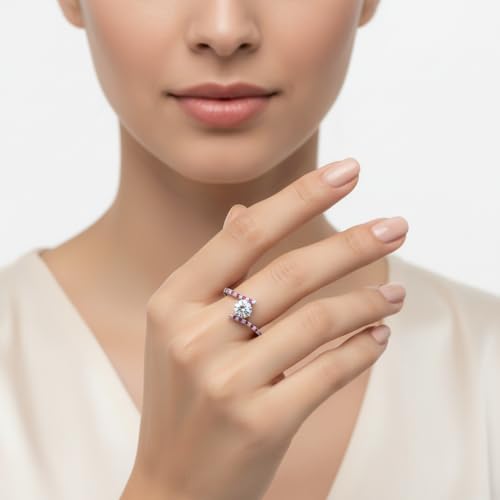 Image of Choose Your Gemstone Bypass Modern Round Diamond CZ Ring 925 Sterling Silver Round Shape Side Stone Engagement Rings Lightweight Office Wear Everyday Gift Jewelry US Size 4 to 12