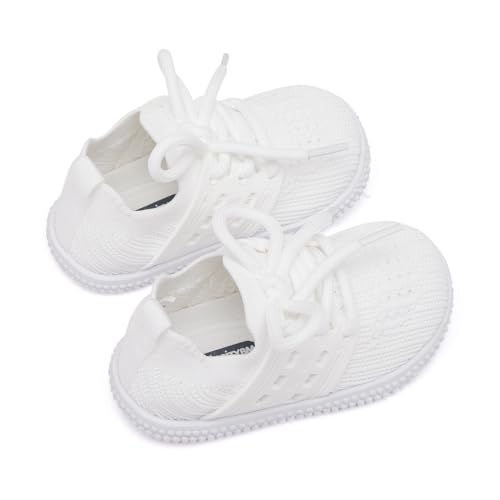Image of BMCiTYBM Baby First Walking Shoes Boys Girls Infant Sneakers Breathable 6 9 12 18 24 Months White Size 6-12 Months Infant