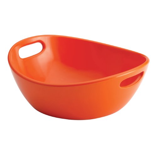 Rachael Ray Serveware 10-Inch Round Stoneware Serving Bowl, Orange