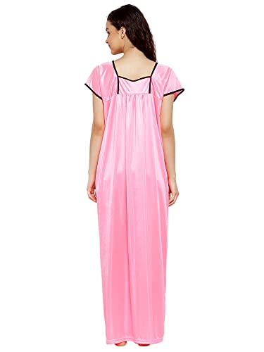 Image of Fasense Women Lycra Satin Solid Nightwear Long Nighty KL005-Parent