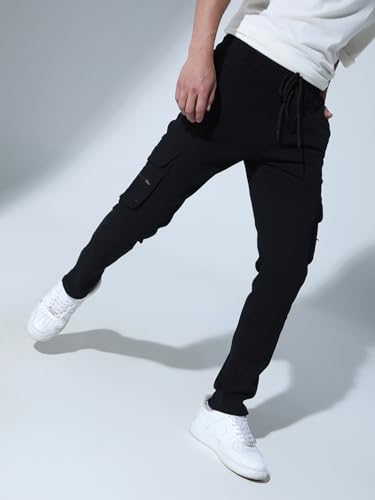 Image of Hubberholme Men's Regular Fit Cotton Trousers, Ankle Length Button & Drawstring Waist Cargo Chinos