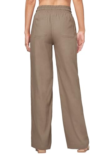 Image of Willit Women Linen Pants Wide Leg Casual Palazzo Pants Cotton Linen Lounge Beach Summer Pants with Pockets 29 inch /31 inch / 33 inch