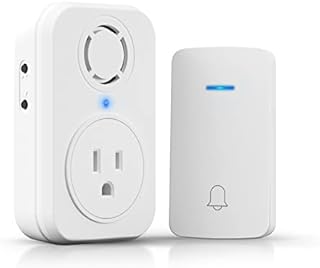 AIDA Wireless Doorbell, Self-powered Doorbell with Extra Socket, No Battery Required Push Button, Cordless Door Bell Ringer, 5 Volume Levels with 32 Doorbell Chimes (White, 1 Button & 1 Receiver)