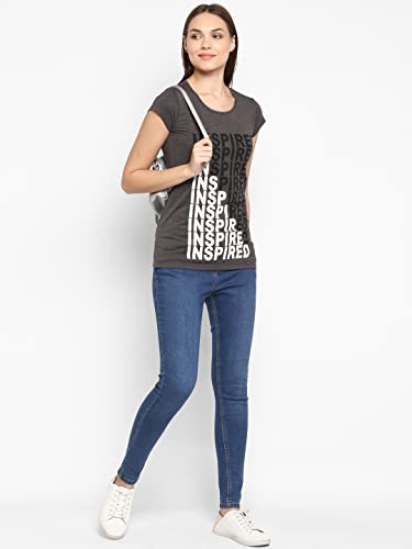 Image of Modeve Women Printed Cotton Blend Half Sleeve Round Neck T-Shirt for Summer