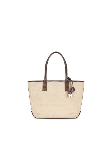 La caratteristica shopping bag con l'indirizzo del brand è proposta in una versione leggera, dal mood estivo. Questa declinazione in rafia presenta due manici fissi in pelle e un ampio vano chiuso con bottone magnetico. Completano il modello un pendente portachiavi e il charm H-Fob in metallo. Shopping bag donna Articolo realizzato in rafia Inserti in pelle liscia Logo indirizzo via Monte Napoleone stampato Dimensioni: 38 x 26 x 14 cm Manici fissi Chiusura con bottone magnetico Tasca interna con zip Piedini in metallo Indicazioni di cura e mantenimento incluse Custodia in tessuto inclusa