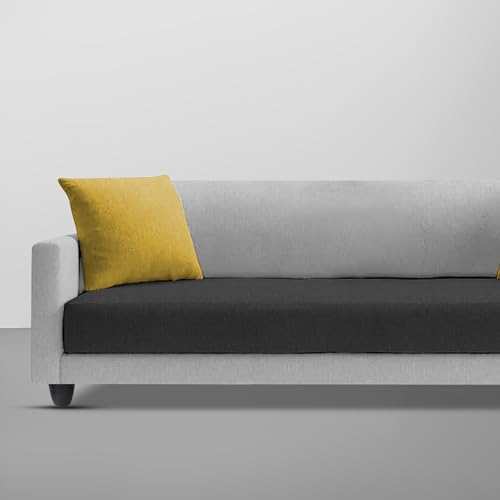 Image of Casaliving Dominic 3 Seater Sofa Set for Living Room (Black Grey Fabric) Premium Fabric Sofa