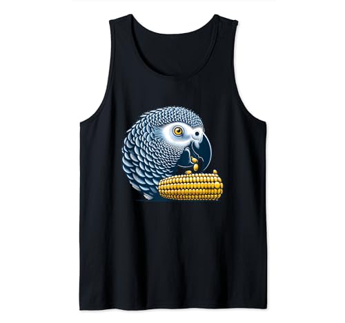 Loro Gris Africano Comiendo Maíz Camiseta sin Mangas