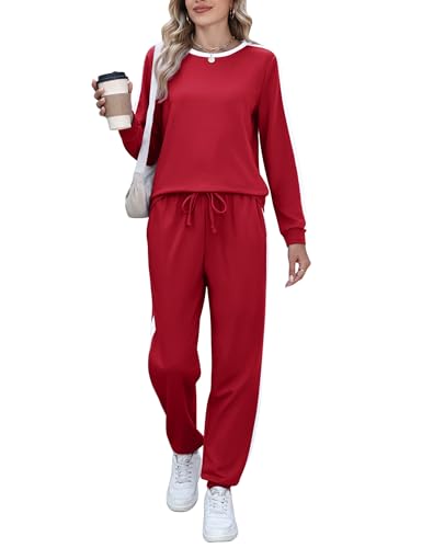 Image of Marvmys Women Long Sleeve Tracksuits Fashion 2 Piece Lounge Set Travel Outfits Jogger Set