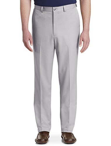 Oak Hill by DXL Men's Big and Tall Microfiber Waist-Relaxer Pants Light Grey 52 x 30